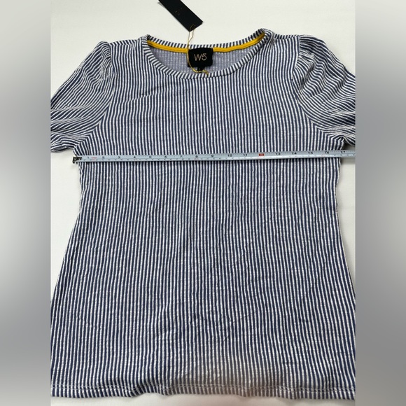 NWT W5 blue and white striped 3/4 sleeve shirt size large - Picture 7 of 11